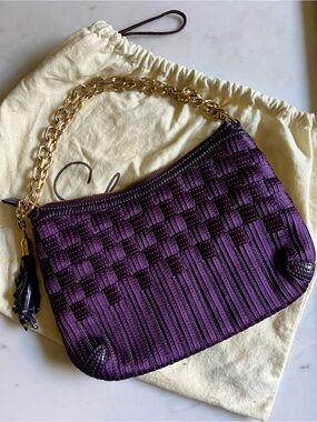 Cole Haan jewel-tone purple woven handbag